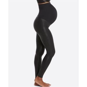 Spanx Mama Faux Leather Leggings Maternity XL Black 20201R